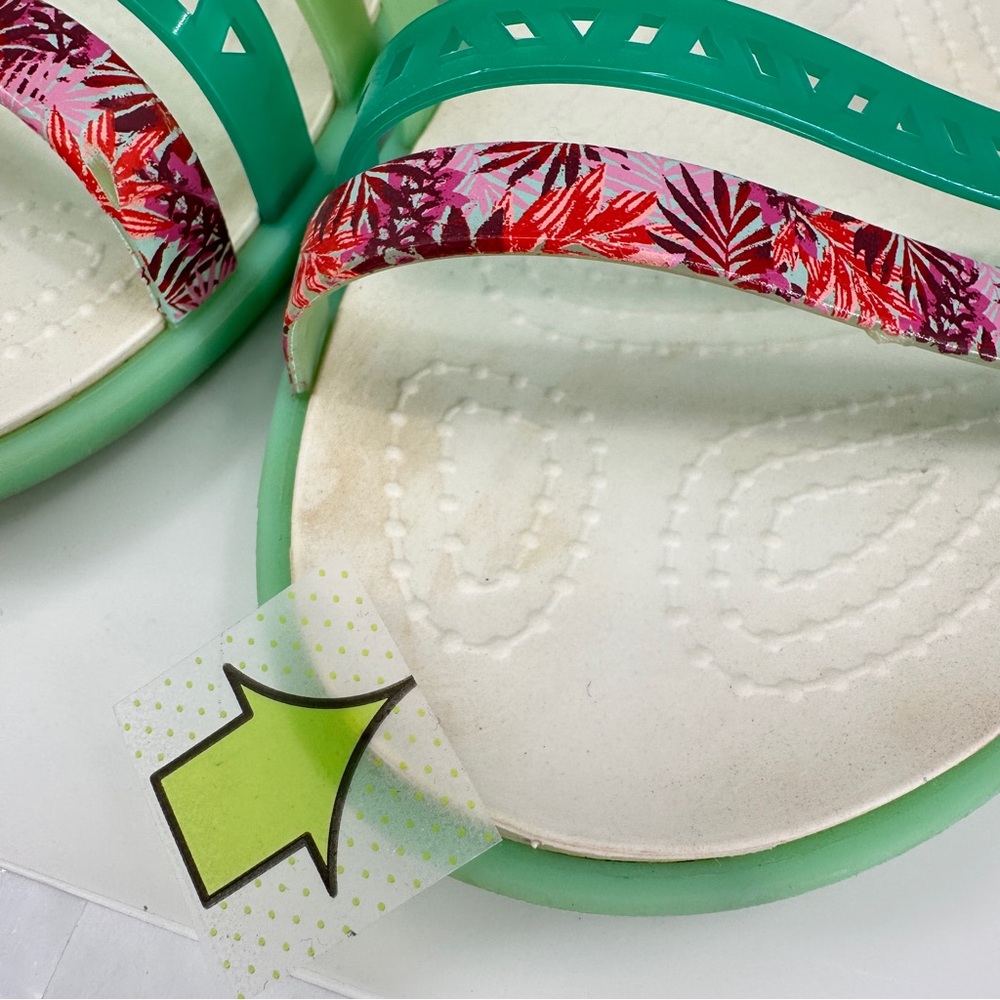 Crocs Isabella Strappy Jelly Slip On Sandals Womens 10 Green Flats Shoes 205150 - Picture 13 of 15